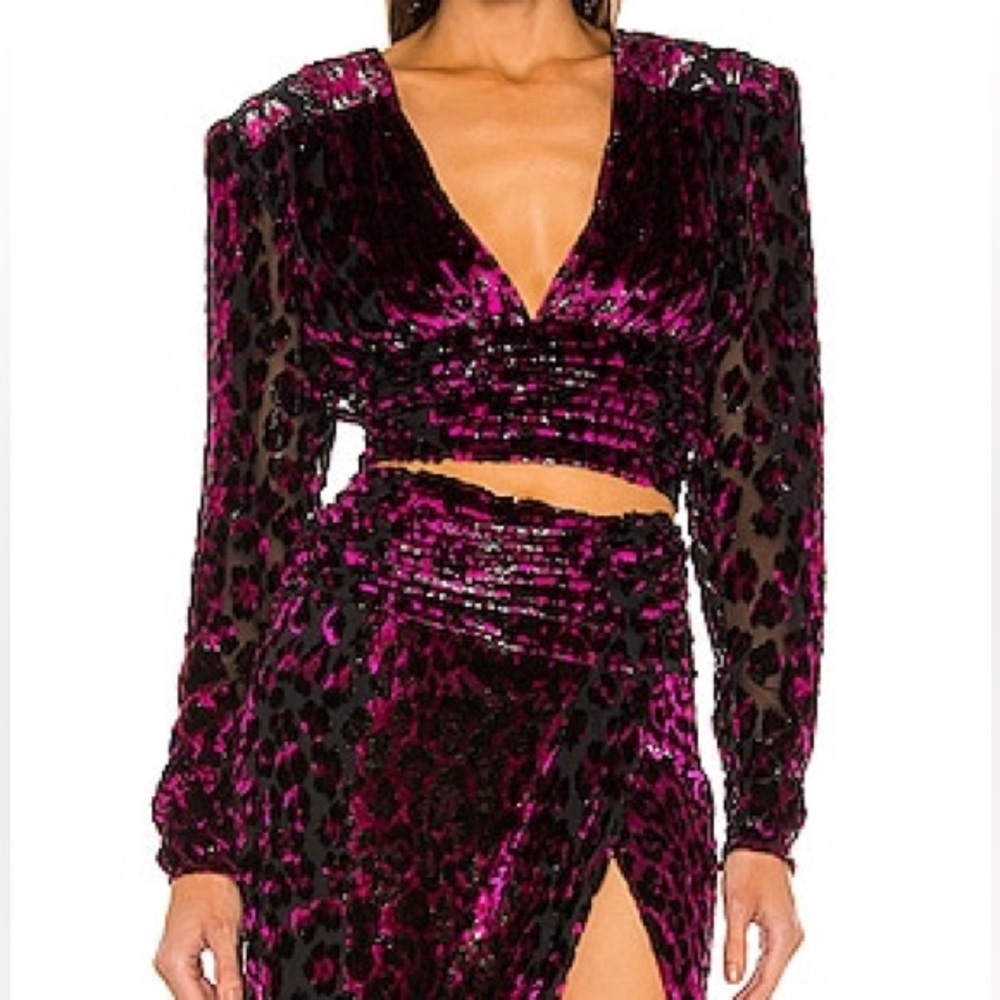 REVOLVE Fuchsia Sequin Leopard Midi Dress